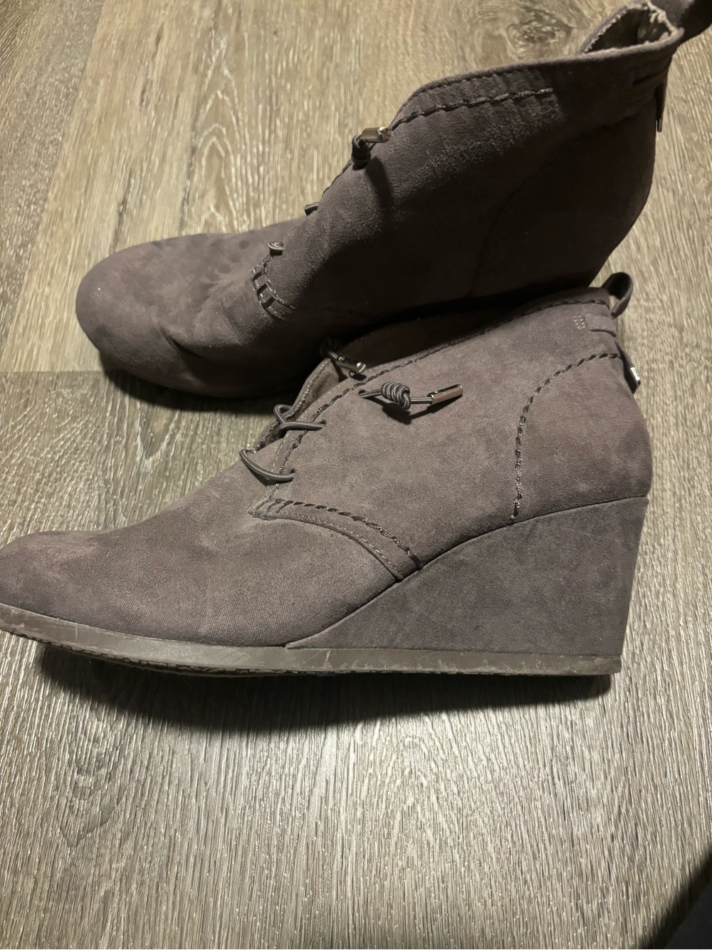 Wedge Ankle Boots in Dark Gray - Women's Suede Look
